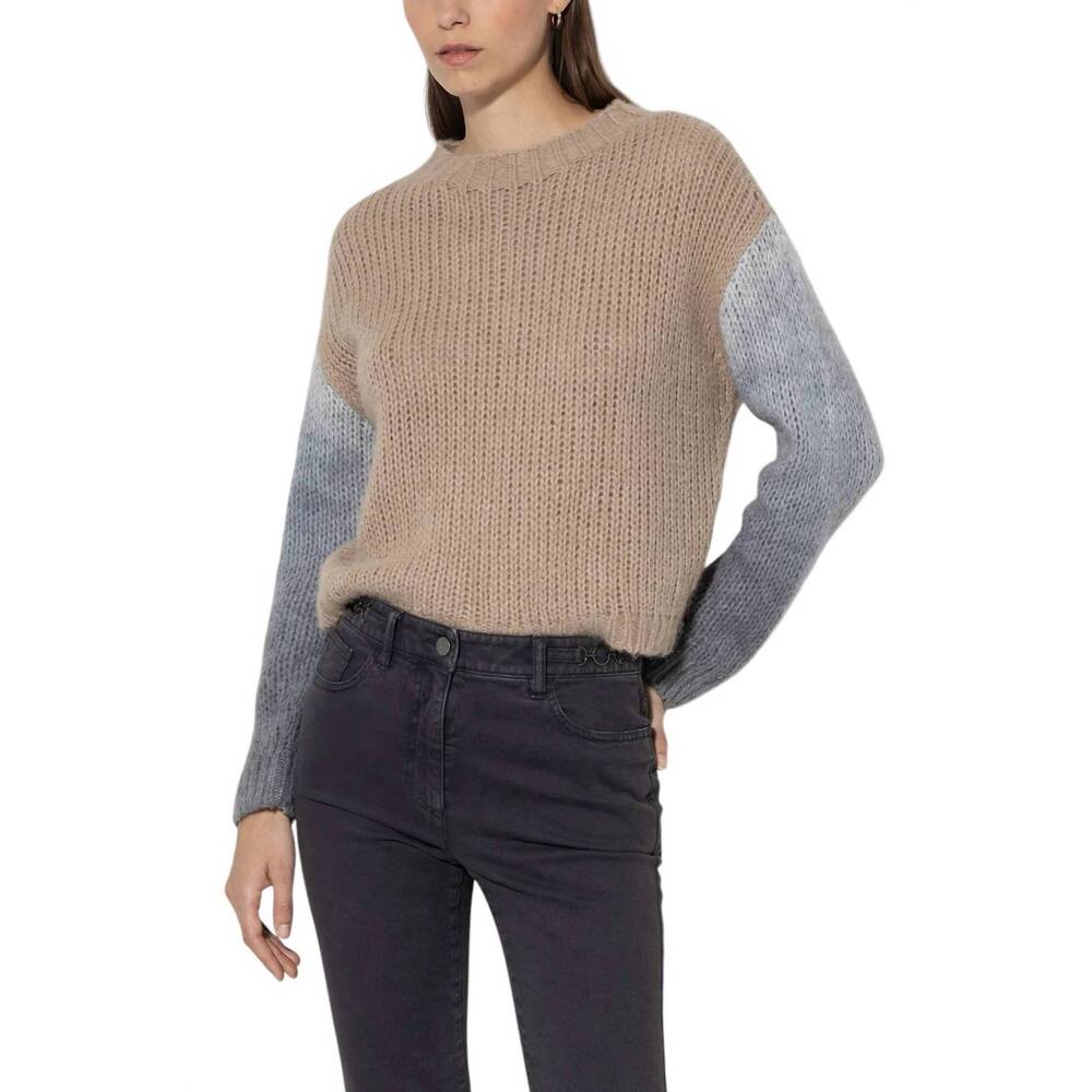 NEW LUISA CERANO sweater with spray effect in soft camel